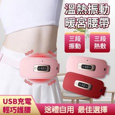 沛莉緹Panatec 溫熱振動暖宮按摩護腰帶-USB充電式 精美禮盒包裝 K-253, 紅色