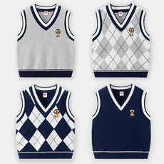 男童針織刺繡英倫風毛衣背心馬甲 - 時髦兒童上衣