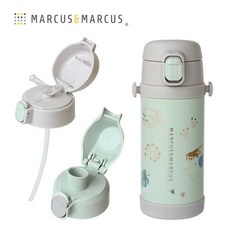 Marcus&Marcus 兒童兩用不鏽鋼保溫水瓶套組(吸管 飲嘴), 1個, 綠色, 綠色, 350ml