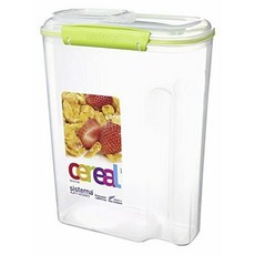 Sistema 음식 보관용기 시리얼통, Green + Clear, 1개
