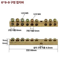 접지 동배지 배선 단자 배전함 배선용 접지선, 1개, 6x9 9홀, 1cm