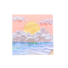 創意卡通立體風景便利貼 辦公室留言記事便條紙, (D91)海邊落日風景 -2#, 1個