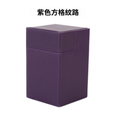 PU皮質卡牌收納盒遊戲卡盒集卡盒 紫色方格紋, 1個, 格紋紫色100+容量