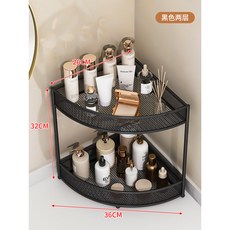 衛浴三角鐵藝置物架 落地式多層收納車 浴室洗漱台廁所夾縫收納櫃, 1個, 【落地款】黑色-二層, 黑色