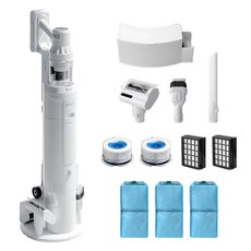 클래파 520W 엘리트 타워 자동 먼지비움 무선 청소기 세트, 화이트, BVC-T500W