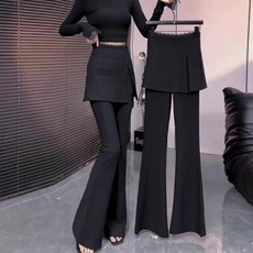 히또리 P0782 미니 레이스 데일리 부츠컷 치마바지