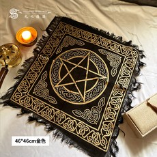 光之薩滿 五芒星黑色祭壇布 儀式裝飾布, 1個, 金色46*46cm(18吋*18吋)