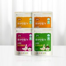 핑거 유기농 아이과자 길쭉한 야채스틱 4가지맛 아기 간식 유아, 단호박, 자색고구마, 양파, 브로콜리