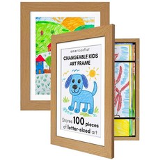 AmericanFLAT 플랫아동용아트워크프레임변경가능실버-자석문에100개의아트피스보관-21.6x27.9cm8.5x11인치레터사이즈디스플레이 매트포함또는25.4x31.4cm10x, 2 Pack, Dark Oak