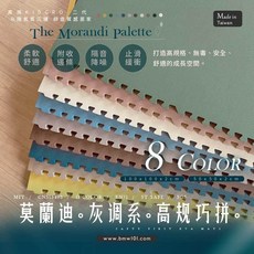 本富地墊 台灣製莫蘭迪色雙色兩用厚巧拼 高規瑞寶墊 SGS檢驗合格 寶寶地墊 遊戲巧拼, 1個, 2cm厚雙色雙面款【棕櫚綠+可可深咖】,50x50cm【4片1組】送8邊條