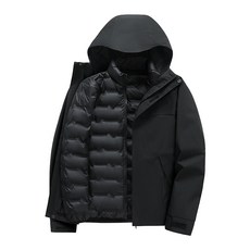 90%白鴨絨羽絨內膽三合一衝鋒衣 防風保暖兩件套登山夾克