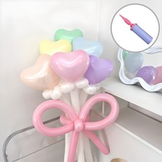 愛心氣球混搭花束DIY組合 + 手動打氣筒, 馬卡龍, 1套