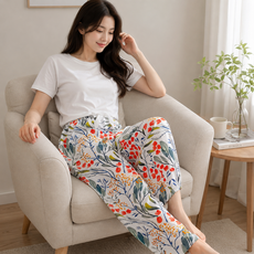 발랄마켓 여성용 9부 여름 홈웨어 잠옷 파자마 바지