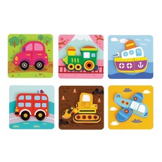 혜문추천샵 투키토이 미니교통퍼즐6종 33pcs(TL635) 원목소품 자동차퍼즐 손잡이퍼즐 원목퍼즐 퍼즐놀이