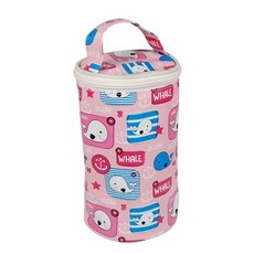 304不銹鋼雙層湯杯 大容量學生牛奶麥片杯 早餐杯 迷你粥杯湯罐, 1個, 粉色小鯨魚保溫袋