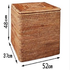越南藤編收納筐草編玩具髒衣籃竹編收納箱洗衣籃洗衣簍多功能儲物籃, 52*37*48帶蓋無把手