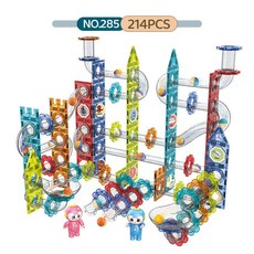 MAGNA-TILES 마그네틱 건설 세트 브랜드 빌딩 오리지널 스페이스, M. 볼 궤도 블록 214PCS