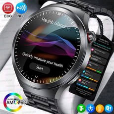 GUHUAMI 스마트워치 1.75 AMOLED HD GPS 샤오미 호환 2025 AI 탑재, 블랙 스틸 B 2A