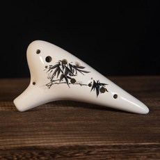 12孔陶笛 - AC調專業演奏樂器 初學熏燒手繪款 中音C調, 1個, 竹子