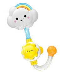 雲朵造型花灑玩具，寶寶洗澡神器，多角度旋轉，柔軟出水，底部吸盤，安全穩固, 白色, 1個