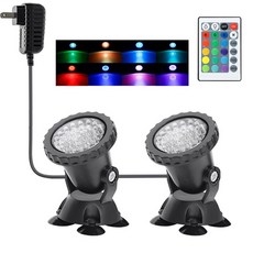 GZKANUL 연못 조명 RGB 야외 스포트라이트 할로윈 수중 LED 분수 조명 풍경 IP68 정원 잔디밭용 방수 조광 메모리 (4개의 조명), 2 lights in set