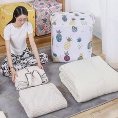 이불보관함 대용량 의류정리 침구압축 지퍼형 투명창 먼지차단 언더베드, 이불정리함140L_옐로우, 1개