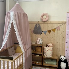 DFMEI ins外貿爆款北歐家居兒童雪紡蕾絲花邊帳篷嬰兒蚊帳 寶寶牀幔裝飾, 1個, 暗紫色:直徑60cm高度240cm