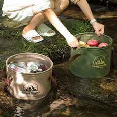 접이식 캠핑물통 자바라형 다용도바스켓 휴대간편 20L, 베이지