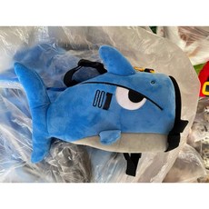 Bradelis 造型鎂粉袋 自行車頭包 攀岩止滑粉袋 大開口快取防潑水, 1個, 藍鯊魚（約30公分）