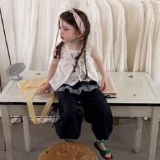 아이아이KC 프렌치레이어드블라우스<br><화이트/블루><br>*90~130*