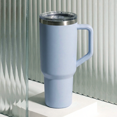 스탠다드룸 스텐 대용량 텀블러 보냉 보온 차량용 손잡이 빨대포함, 1개, 1.18L, 블루