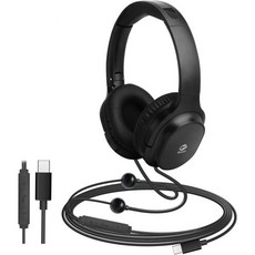 아이브레인 USB C 에어 튜브 헤드셋 타입 에어튜브 오버이어 헤드폰 유선 이어폰 볼륨 조절 가능 검정
