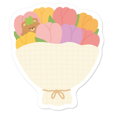 [꼬모멜로소] 로버앤보니 꽃다발 도무송 메모 스티커 축하 감사 메모지스티커, 40개