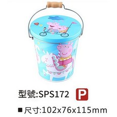創意金屬手提桶收納 佩佩豬圖案, 1個, 115ml