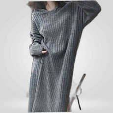 LETEO-CTB 여성 골지 후드 니트 롱 봄 가을 겨울 원피스 그레이 긴팔원피스 여성가을원피스 겨울롱원피스