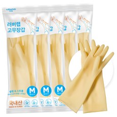 러버랩 국내산 팔목 고무장갑, 아이보리, 중(M), 5개