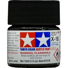 타미야 타미야 81518 도료 아크릴 컬러 미니 X-18 세미 글로스 블랙 X-18 SEMI GLOSS BLACK, 타미야 타미야 81518 도료 아크릴 컬러 미니 X-1