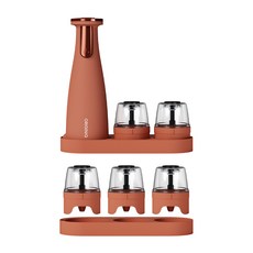 오리지니크 전동 후추 그라인더 풀세트 기본입자 분쇄 (본체1+컨테이너6구+트레이2), 오렌지, 1개, 316ml