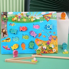 木質磁性字母釣魚玩具 寶寶早教益智親子互動遊戲, 1個, 小號釣魚遊戲