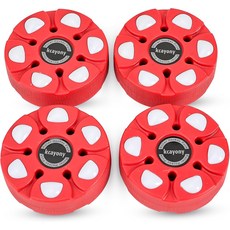 케이코니 4팩 롤러 하키 볼 스트리트 퍽 내구성이 뛰어난 부스러기 방지 플라스틱으로 부드러운 디자인 진입로 / 뒷마당 훈련 비빙상 전용