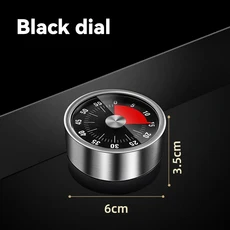 스테인리스 스틸 비주얼 타이머 기계식 주방 분 알람 요리 큰 자석 시계, 02 Black Dial