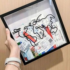 티켓 상자 비행기표 티켓함 수집 기차표 여행 기념 블랙, 15x15cm, 1매, 우드 컬러 레터