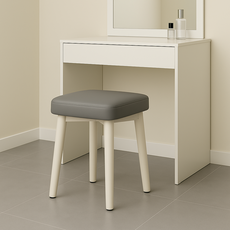 솜솜스퀘어 푹신한 PU가죽 쿠션 화장대 스툴 의자, 1개, 그레이