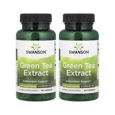 스완슨 녹차추출물 그린티 500mg 60캡슐 2개 폴리페놀 녹차잎 GreenTea, 60정