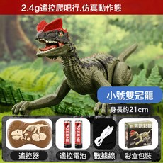 大號遙控恐龍玩具男孩仿真電動會走會叫霸王龍迅猛龍六一兒童禮物, 1個, 中號21CM雞冠龍+禮盒:中號21CM雞冠龍+禮盒, 1cm