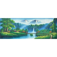 戊辰美學 純手繪油畫 山水風景系列 歐式裝飾畫 93x35公分, 1個, 歐式山水93*35CM