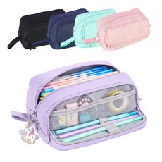 스테포나 대용량 2단 필통 확장형 파우치형 학생 펜파우치, 1개, 민트