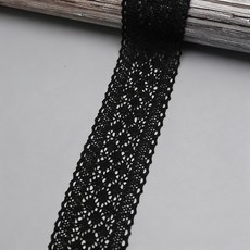 (5m/롤) 블랙 면 레이스 원단 면 자수 테두리 DIY 봉제 수공예 리본 소재 의류 부품, 1개, 1 1개, 1