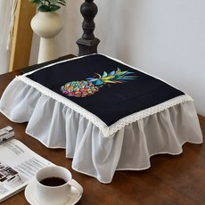 프린터기 먼지 덮개 레이스 커버 복사기 보호 덮개 천, 길이 38폭 35높이 18cm, 블랙에 파인애플