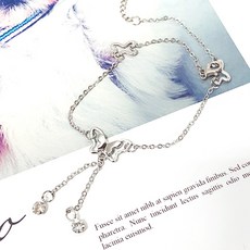 ZA114cn 러블리 나비 드롭 체인 큐빅 발찌 포인트 실체인 패션 예쁜 여름 주얼리